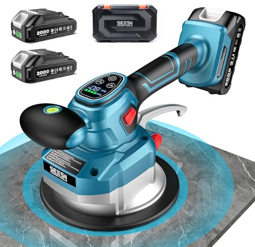 SEESII Tile Vibration Tool 160mm: Vibration Leveling Machine 10-Hours Long Lasting, Tile Vibrator 12 Speeds for Laying Floor Wall Larger Tiles 15×15cm-120×120cm (KP-160B) - Compatible with Makita 18V