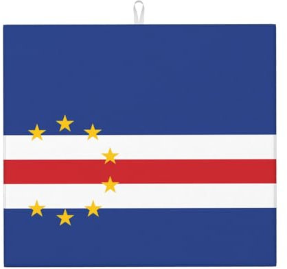WZYWHJ Flag of Cape Verde Printed Drying Mat for Kitchen : Made of sponge Water absorbent, With lanyard for hanging 18 x 16 in