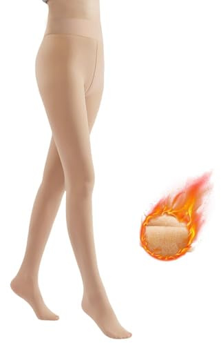 AOWVUTS Medias Térmicas Mujer Invierno Falso Translúcido Leggins Medias Forro Polar Elástico Mallas Térmicas Alto Cintura Medias Reductoras Mujer Pantimedias Panty Termico