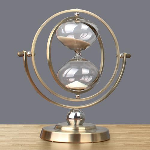Refein Sand Hourglass Timer 30 Minute, Antique Globe Rotating Sand Clock for Kitchen Cooking Kids Study, Retro Ornaments for Shelves Vintage Home Decor for Classroom Bedroom Desktop