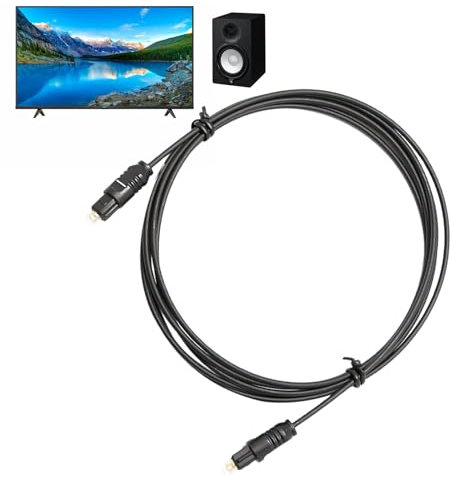 Câble Audio Optique Générique, 1.5m, Noir, Fibre Optique, Mâle à Femelle, TOSLINK, Compatible avec Télévision, Barre de Son, Home Cinéma, Projecteur