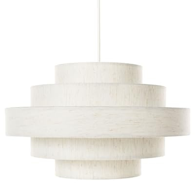 Beliani Hängelampe Leinen Stoff Schirm creme weiß modernes Design Hängeleuchte Erebato