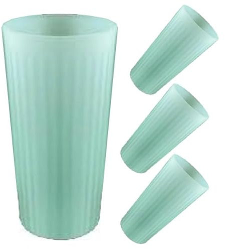Tumbler Cup - Stackable 4pack BPA Free, 20% Post Recycled - 24oz, Unbreakable Shatterproof Child Friendly Room Essentials Classic Americana Diner Style Fluted Sides - Frosted Seafoam Green Uranium