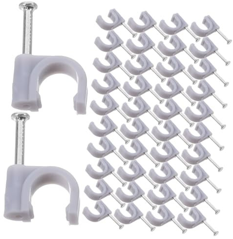 HEALEEP 100piezas Grapas Para Cable Clips De Cable Con Clavo Para Organización De Abrazaderas De Tubo De Pe Para Fijación De Instalación Rápida y Sencilla Para Oficina y Hogar