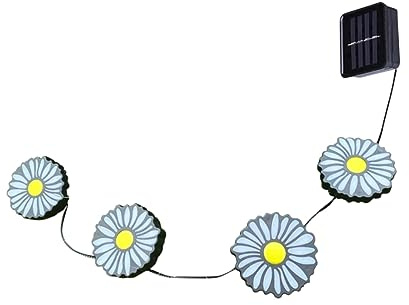 HEALEEP Lampada Solare per Giardino a Forma di Crisantemo in Plastica Nera, Resistente senza Fili, per Cortile e Parco Stile Romantico
