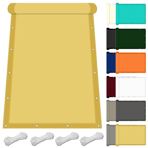 Vela Ombreggiante Impermeabile 1.55 x 1.8 m Protezione UV Impermeabile e Antivento Impermeabile Vela Ombreggiante Inclusa Corda Fissa per Giardino Balcone Piscina, Giallo sabbia
