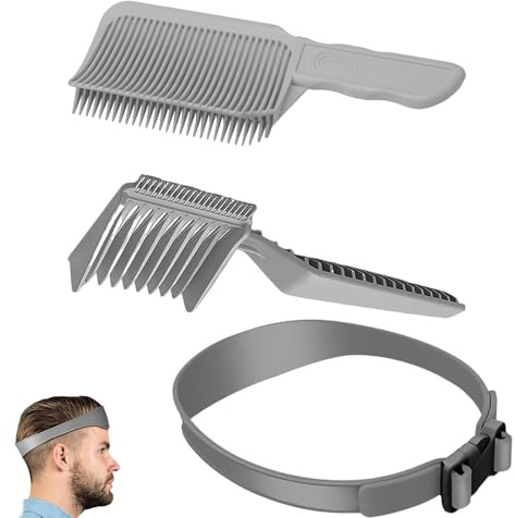 WGCHAIE 3 Stück Haarschneide Schablone, Haarschneidehilfe-Set, Haarschneidekamm Friseur Kamm, Gebogenes Silikon Haarschnittband, Für Männer Haarschnitt, Beard Styling