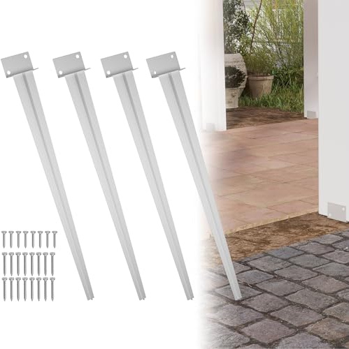 Froadp 4 soportes para postes de madera, con punta de 70 cm de largo, para ancla, pérgolas, vallas de madera, proyectos de jardín, color plateado