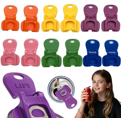 Abrelatas de cerveza de soda, 12 Piezas Abrelatas De Bebidas, Abridor de latas de bebidas, abrelatas coloridos, Abridor de Latas Colorido, manual Easy Can Opener, para Cola, Cerveza, Refresco