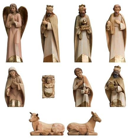 ICE TOYS personaggio presepe nativita effetto legno misura 24 cm in poliresina decorata (SET 1, 24CM)