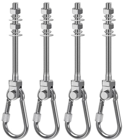 SELEWARE 4 ganci per altalena resistenti, capacità di 680,4 kg, ganci in acciaio inox per travi in legno/acciaio, 12,7 x M2/12,7 cm, hardware per altalena per portico, altalena, parco giochi, altalena