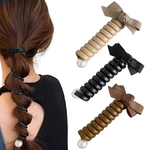 YUPZAR 3 Stück Spiral Haargummi Telefonkabel,Schmetterlinge mit Punkten,Geschenke für Mädchen,Haarschmuck für Damen