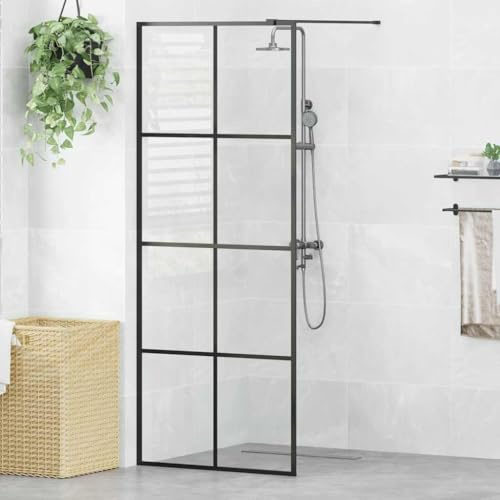 Versear Cabina Doccia, Porta per Doccia, Box Doccia, Parete Doccia Walk-in Nera 80x195 cm Vetro Trasparente ESG