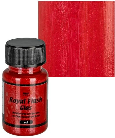 Ideen mit Herz Royal Flash Glasfarbe | metallic | mit feinsten Glitzerpartikeln | 50 ml (rot)