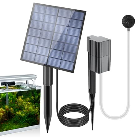 Aireador de estanque con energía solar – Bomba de aire compacta de transmisión directa de 7 V 2,5 W, aireación ecológica para acuario, bomba de oxígeno, diseño de tipo dividido | Acuarios