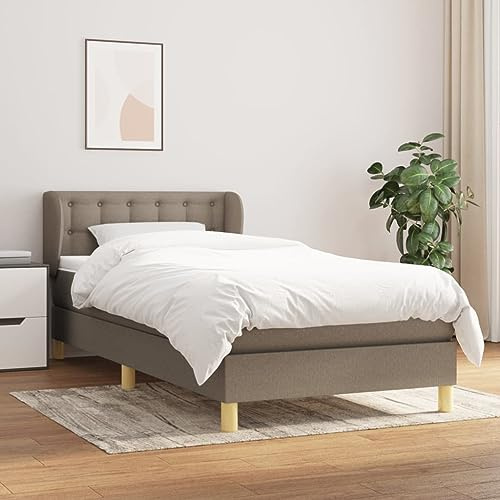 IBUQDDV Mobili per camera da letto, telaio senza tempo, letto a molle, con materasso, colore tortora, 90 x 200 cm, tessuto per una stabilità durevole e semplice