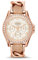 FOSSIL Riley Multifunction Rose-Tone and Sand Watch, Women's Analogue Quartz Wrist Watch, with Light Brown Leather Band and Rose Gold Stainless Steel Case in Gift Box, Water Resistant