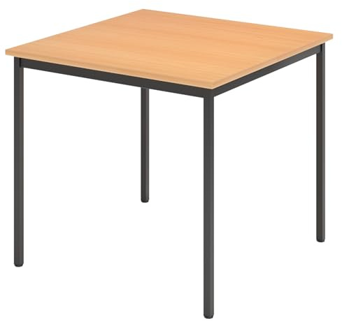 bümö Tisch klein, Multifunktionstisch, 80 x 80 cm in Buche/Schwarz - Beistelltisch, Bistrotisch, Esstisch, Pausentisch, Mehrzwecktisch Tischsystem für Warteraum, Pausenraum & Co.