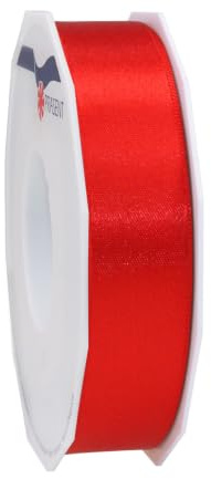PRÄSENT C.E. Pattberg Satin rot, 25 m Satinband zum Einpacken von Geschenken, 25 mm Breite, Geschenkband zum Dekorieren & Basteln, Dekoband, Anlass