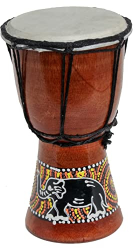 30cm Kinder Djembe Trommel Bongo Drum Holz Bunt Elefant
