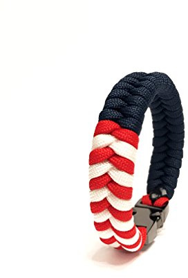 Tru550 USA American Flag Mens Jewelry Paracord Survival Bracelet with Metal Buckle (Size 8.0)