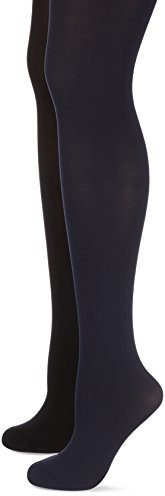 DIM Collant Femme Confort Opaque Velouté x2, Noir/Marine, L-XL