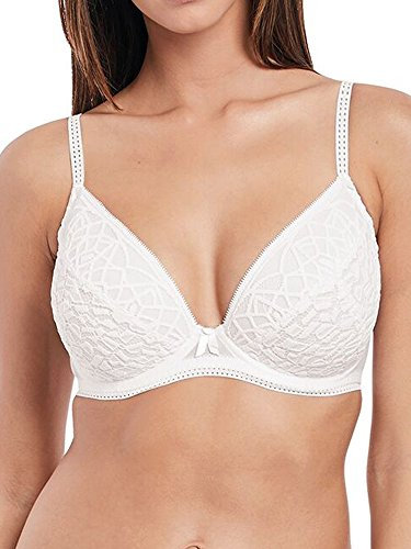 Freya Women's Soiree Lace Padded Plunge Bra, Sheer, White, 36F