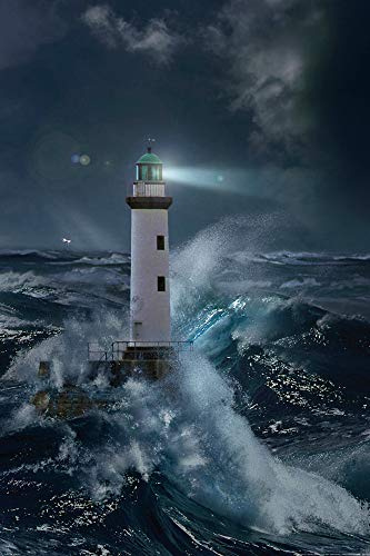1art1 Leuchttürme XXL Poster Leuchtturm Bei Sturm Im Mondlicht Plakat | Bild 120x80 cm