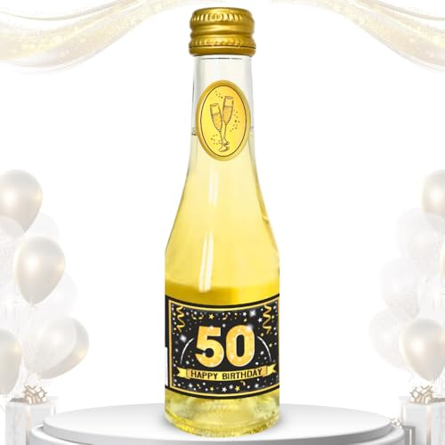 AV Andrea Verlag Piccolo Beeren Perlwein zum 50. Geburtstag „50 Happy Birthday“ – Gold Schwarz Secco Sekt 0,2L | 8% vol. Alkohol | Geschenkidee mit Stil | Pfeif auf’s Alter