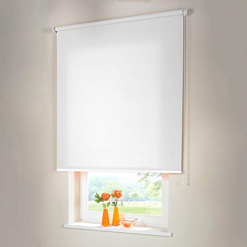 Sonnenschutz-HH® - Seitenzugrollo Verdunkelungsrollo - Außenmaß Breite 165 x 180 cm Höhe weiß - Lichtundurchlässig Blickdicht Rollo für Abdunkelung Kettenzugrollo inkl. Universalträger
