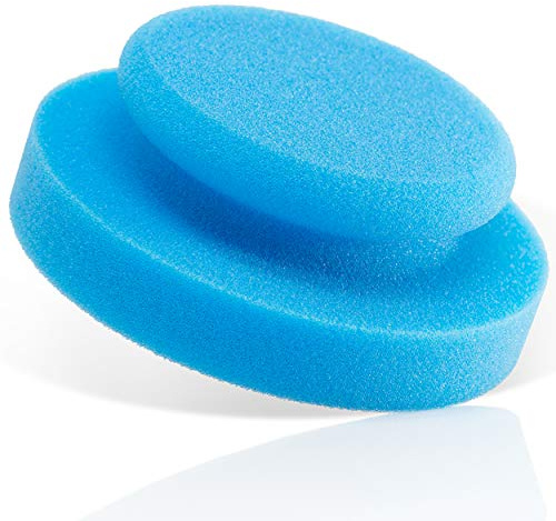 detailmate Car Care – Made in Germany – Hand Polishing Sponge – Medium Cut Foam, Blue, Diameter 130/50 mm Made of Premium Foam for Hand Polishing/Wax/Applicator for Care Products on Plastic, Tyres