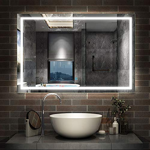 Aica Sanitär LED Badspiegel 140×70cm Badspiegel mit Beleuchtung Lichtspiegel Badezimmerspiegel Wandspiegel Touch-Schalter Antibeschlag IP44 Kaltweiß energiesparend