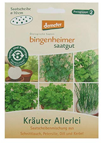 Bingenheimer Seeds, herbs, all sorts of seed slices mix demeter organic for 5 pots