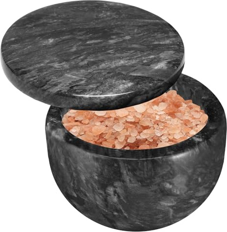 jalz jalz marmor saltlåda krydda nypa kruka svart stor saltkällare naturligt material saltbehållare kryddkällare stor kapacitet