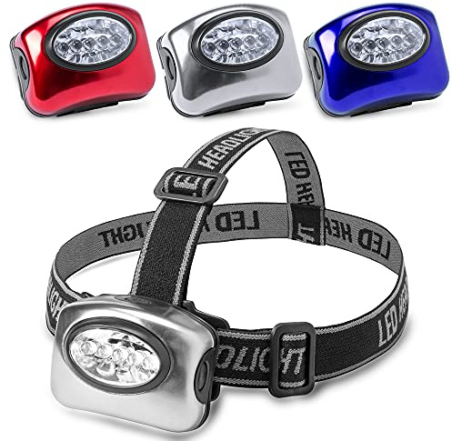 ANTEVIA - Lampe frontale LED grise avec sangles réglables |5 LEDS ultra puissantes | PLUS DE 20 MODÈLES | Matière : Aluminium | Torche à piles | Lecture de poche | Couleur : Gris (Lokys gris)