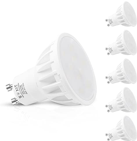 LEHASI GU10 LED Bulb 5.5W, Spotlight 3000K, 500LM, 120° Beam Angle | 50W Equivalent, Warm White, Non-dimmable, 5 Pack