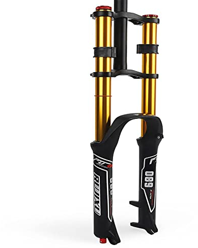 WZFANJIJ Mountainbike Vordergabel Fahrrad Federgabel Doppelschulter MTB Downhill-Gabel Luftdruck Gerade Ultraleicht,Gold-27.5inches