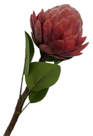 2pcs Artificial Protea Cynaroides Silk Flocking Effect Protea Flower Stem for Wedding Home Decorative Artificial Flowers (red)