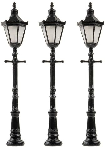 LED-Parklaterne, Sechskantlaterne mit Krone, warmweiß, 3 Stück, Mehrfach