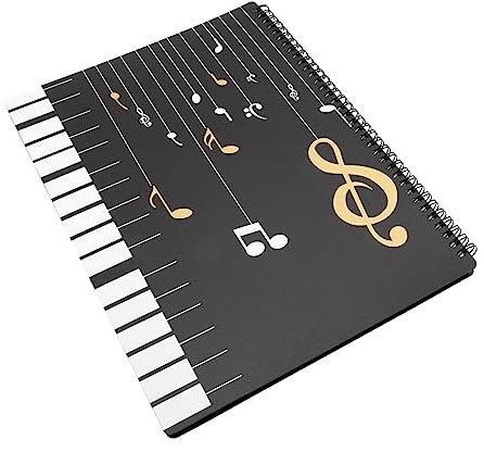 Supvox Praktischer Musikordner A4 Notenblattordner Mit 60 Klarsichthüllen Langlebiger Kunststoff Schwarz Mit Klaviertastenmuster Dokumentenhalter Für Musiker Und Studenten