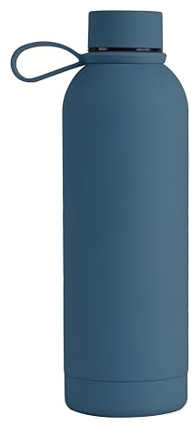 Memotak Borraccia Bottle Soft Touch 500 ml PERSONALIZZABILE -STAMPA UV O LASER Bottiglia isolata a tenuta stagna per Sport, Bambino, Bambina | 24 ore freddo & 12 ore caldo (Blu Petrolio laser)