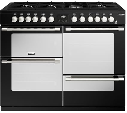 Stoves Sterling Deluxe ST DX STER D1100DF BK 110cm Dual Fuel Range Cooker - Black - A/A/A Rated