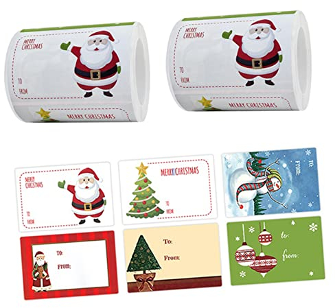 LALAFINA 2rollen Abziehbilder Selbstklebend Geschenkkarton-verschlussaufkleber Rechteckige Weihnachtsaufkleber Dekorative Aufkleber Für Geschenke Und Party