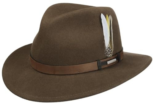 Stetson Sardis Westernhut Damen/Herren - Made in USA Ledergarnitur Hüte Jägerhut mit Lederband Frühling-Sommer Herbst-Winter - M (56-57 cm) hellbraun
