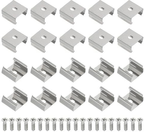 PATIKIL 120 Stück LED-Streifen Clips, Edelstahl Befestigungsklammern Halterung mit Schrauben für 14mm bis 15mm LED-Streifen Beleuchtungskabel | Befestigungshalterungen aus Edelstahl für LED-Streifen von 14 mm bis 15 mm
