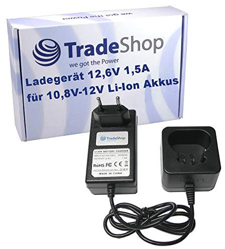 Trade-Shop Chargeur de Batterie Li-ION 10,8V-12V Li-ION Compatible avec Worx WA3505, WU127, WX128.3, WU181, WU280, WU280.9, WU675, WU905, WU924, WU025