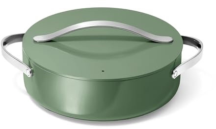 Caraway Rondeau - 6 Qt Non-Stick Cookware Pan with Lid - Free From Forever Chemicals - Perfect for Searing, Braising, & Roasting - Sage