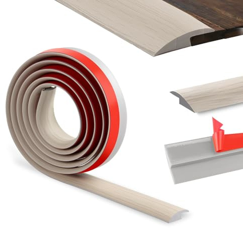 200 cm självhäftande dörrtröskel, PVC-tröskelstång, övergångsprofil gummigolvbeläggningskantor, mattstång för tröskelövergång (3,5 cm, grå träkorn)