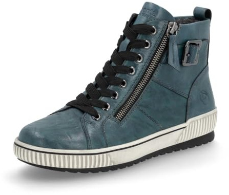Remonte Damen High-Top Sneaker D0777, Frauen Halbschuhe,lose Einlage,Strassenschuhe,Freizeitschuhe,Turnschuhe,Laufschuhe,schnürschuhe,blau (12),40 EU