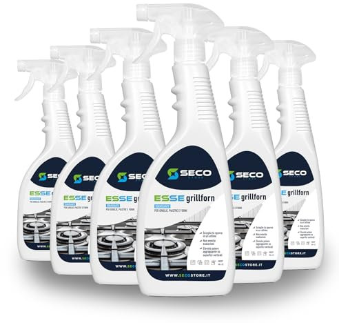 SECOSTORE Sgrassante Grill, Piastre e Forni ESSE GRILLFORN, Sgrassatore Atossico Professionale | Set 6 Flaconi da 750 ml